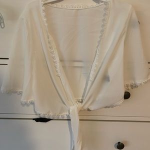 Sheer front tie shirt